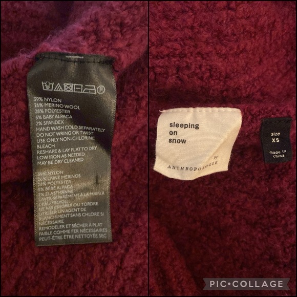 Anthro Sleeping on Snow Burgundy Wine Wool Alpaca Knit Cocoon Cardigan Sweater - Picture 10 of 16